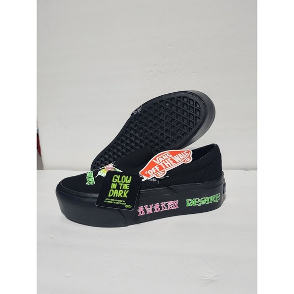 Vans Women's 6.5 Classic Slip-On Platform Morph  Glow In The Dark Gothic Punk - Picture 1 of 8